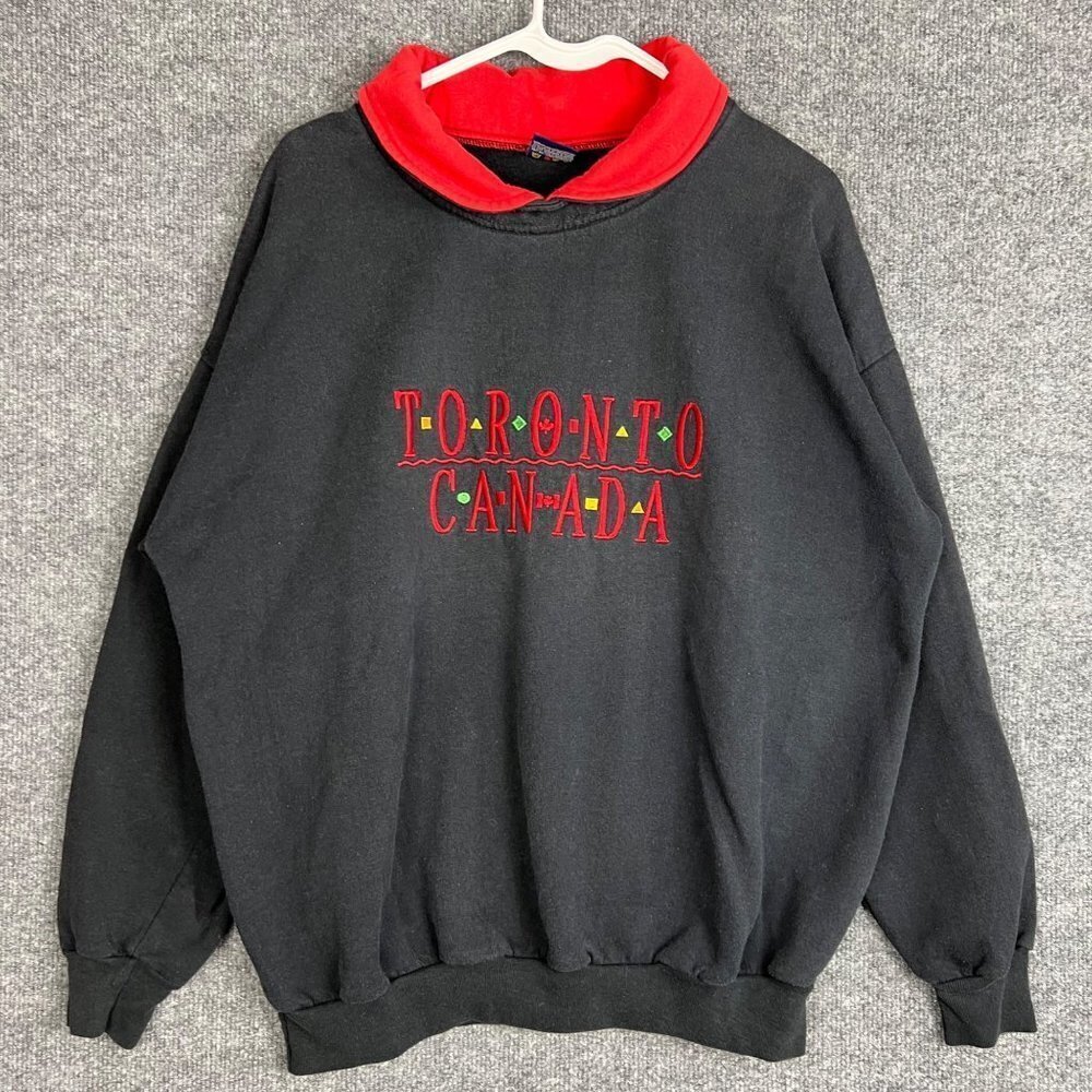 VINTAGE Toronto Canada UNISEX Sweatshirt Long sleeve Collared Large‎